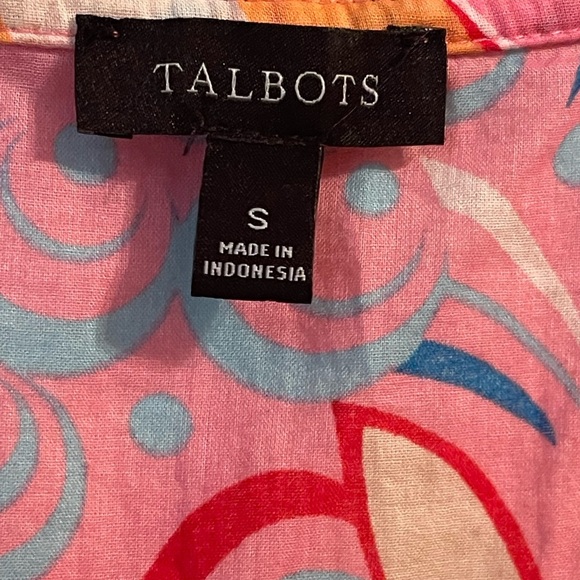 TALBOTS PINK 100% COTTON FLORAL SLEEVELESS TOP SZ S - Picture 2 of 5